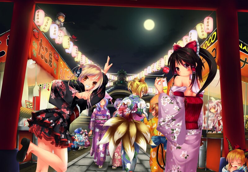 Festival night with anime girls