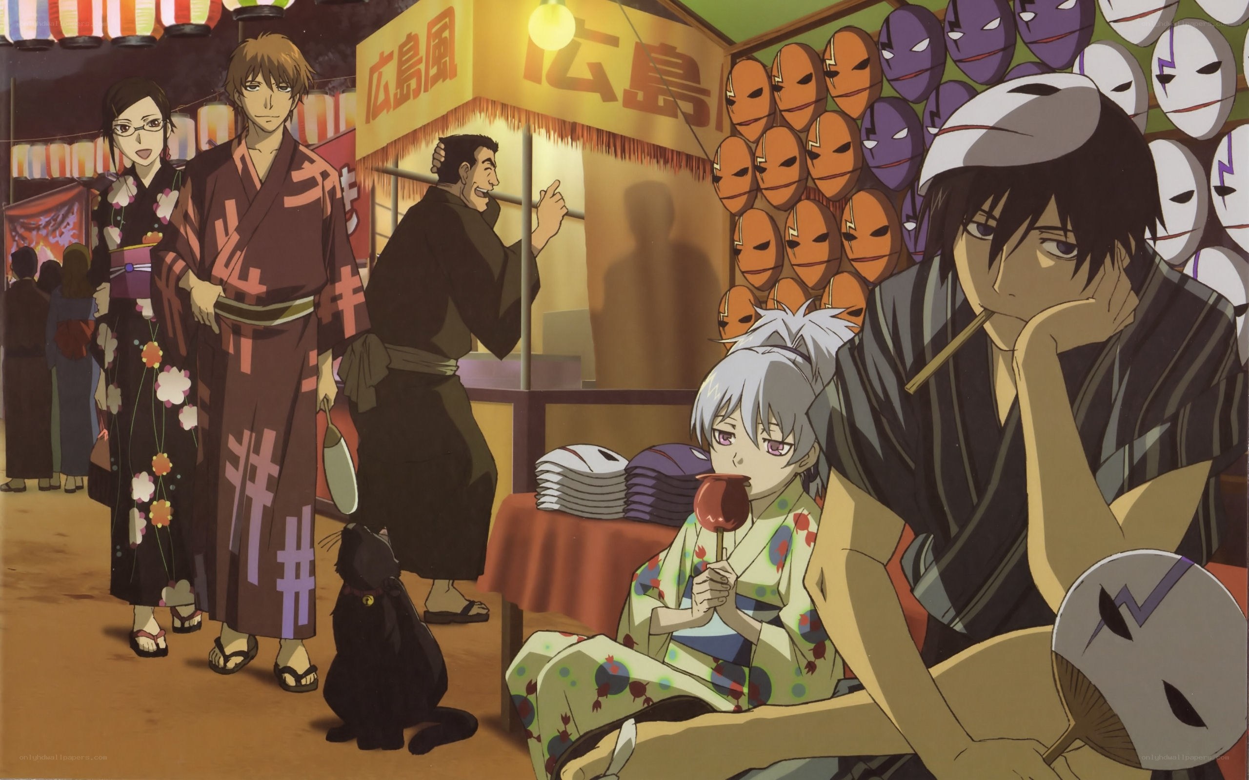 Festival scene with anime characters