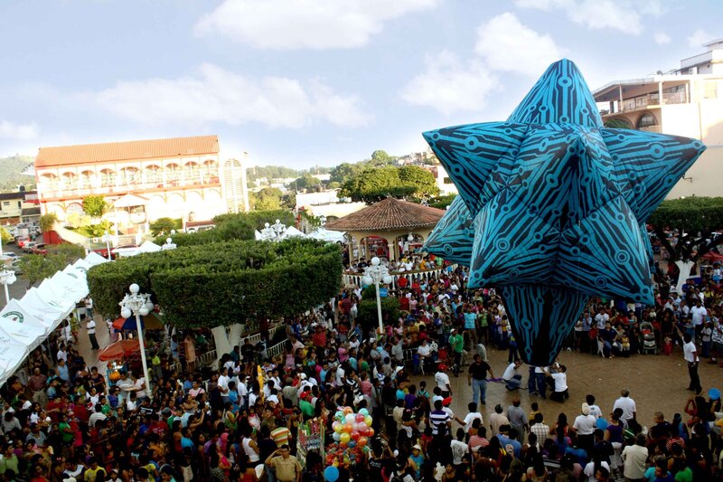 Festival with large star sculpture
