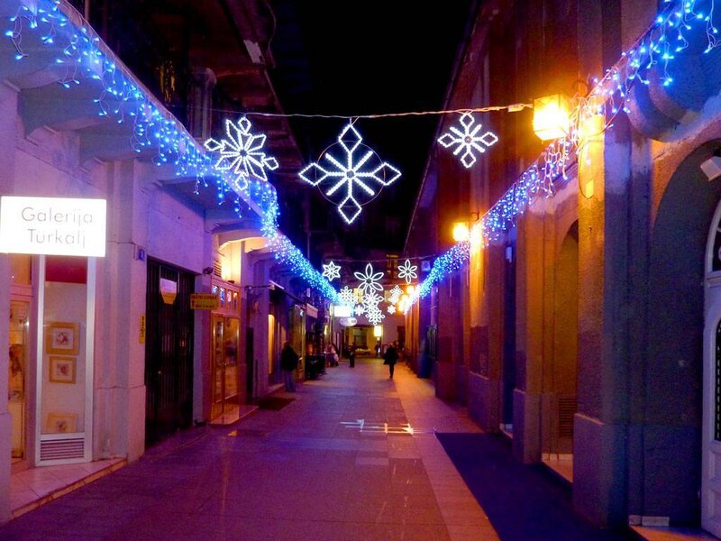 festive alley with lights