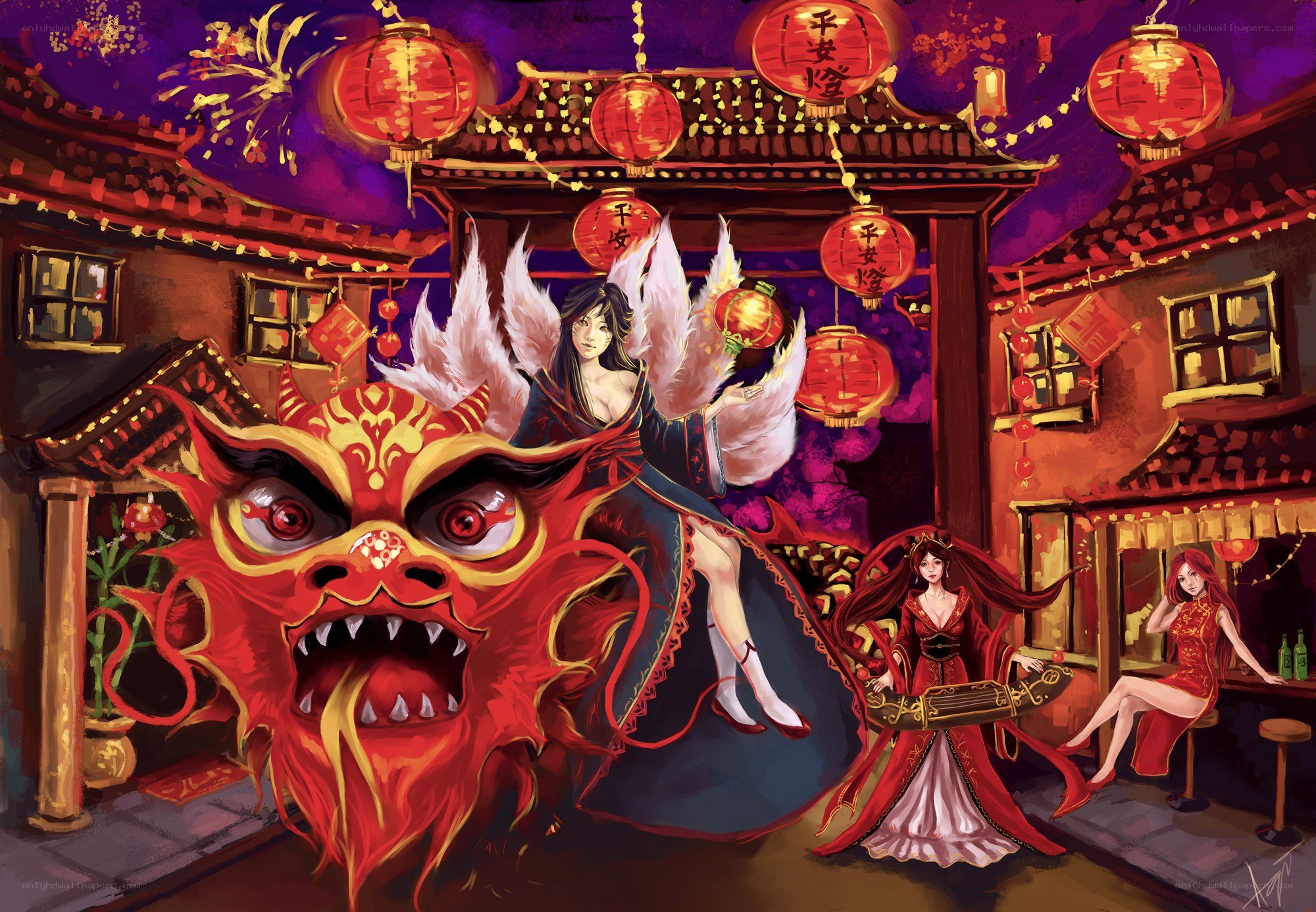 Festive Chinese street scene