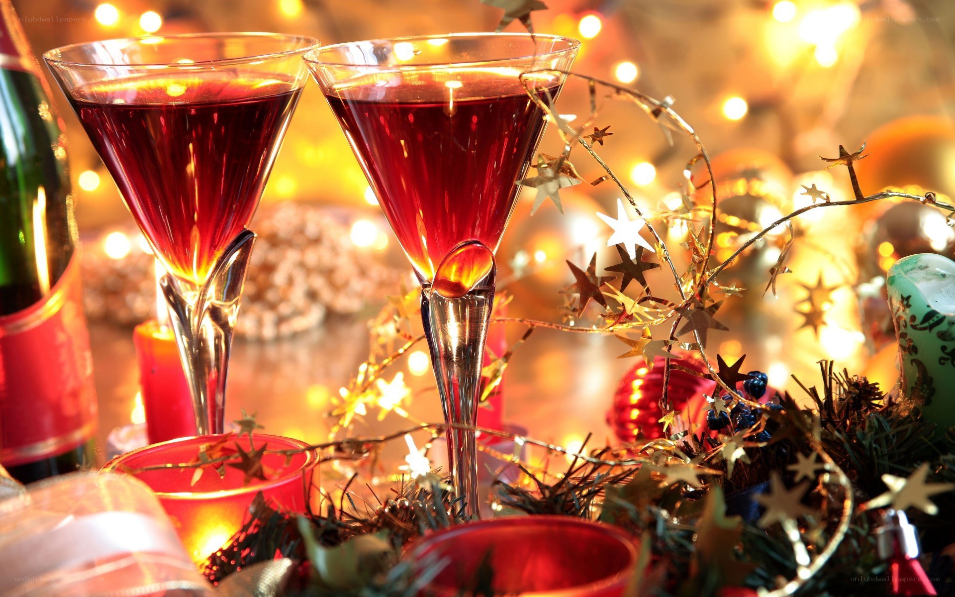 Festive drinks with holiday decor