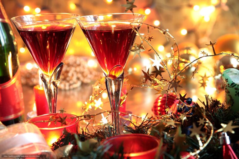 Festive drinks with holiday lights