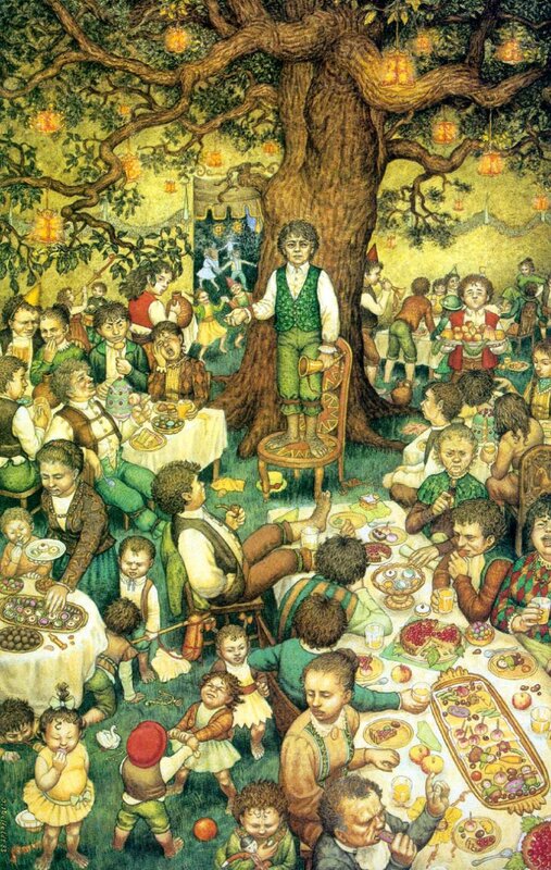 Festive gathering under a tree