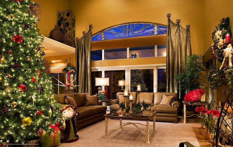festive living room with christmas tree