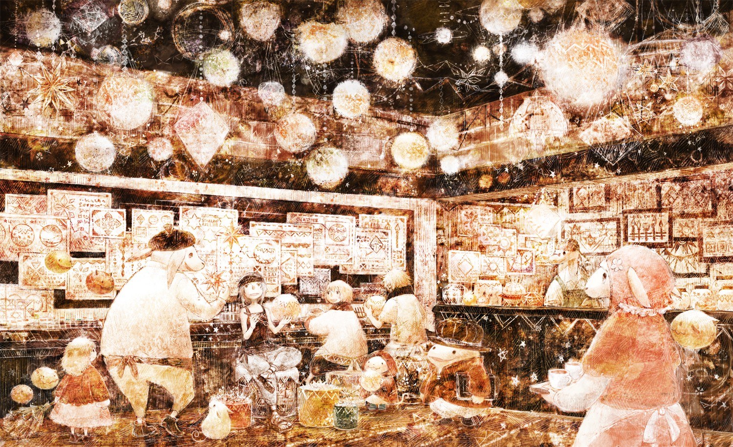 festive market stall scene
