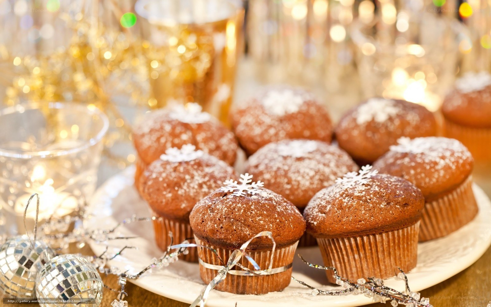 festive muffins with snowflakes