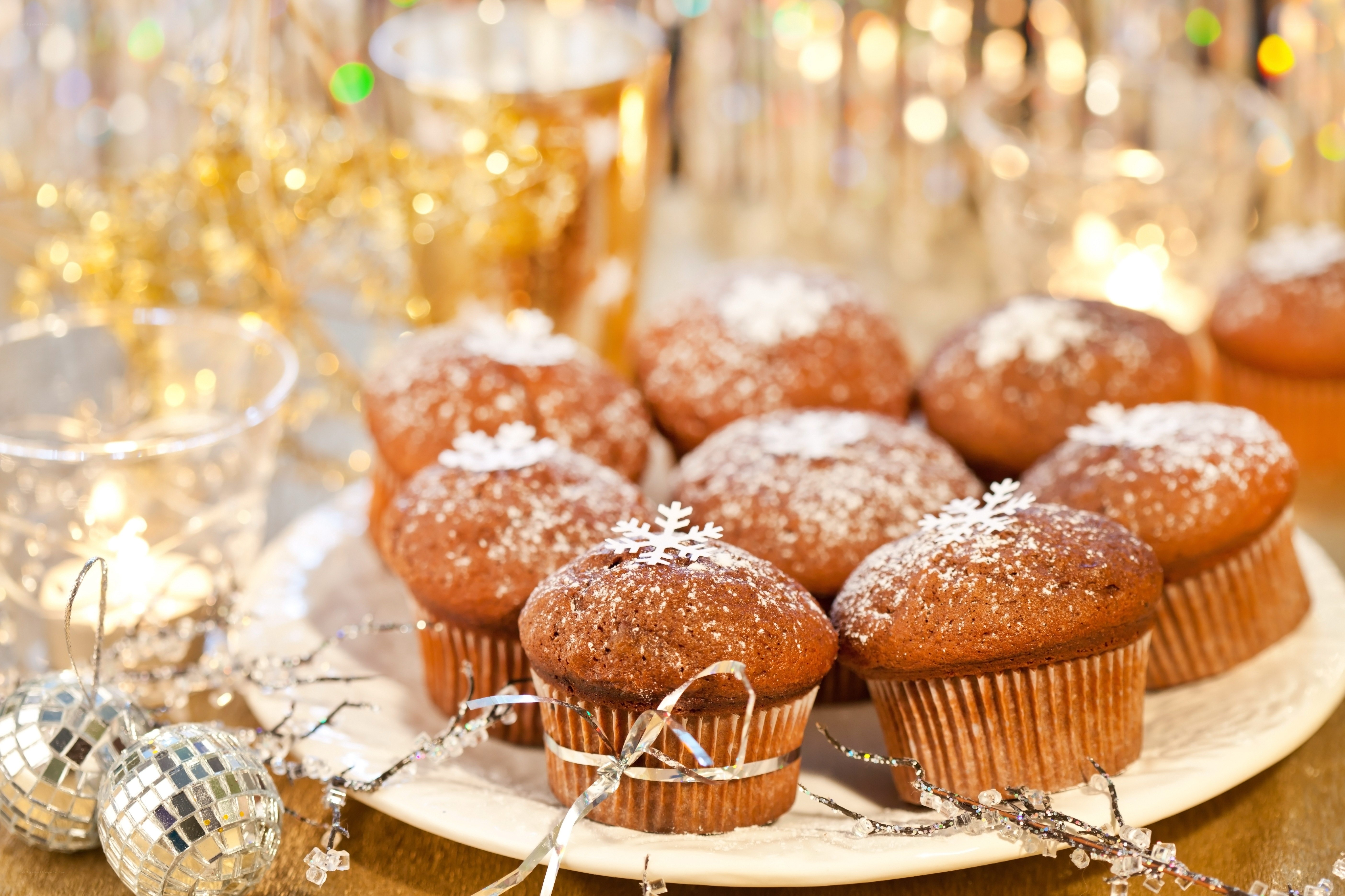 festive muffins with snowflakes