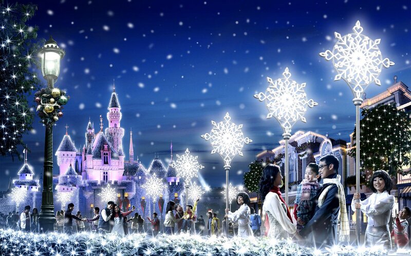 Festive night at a theme park