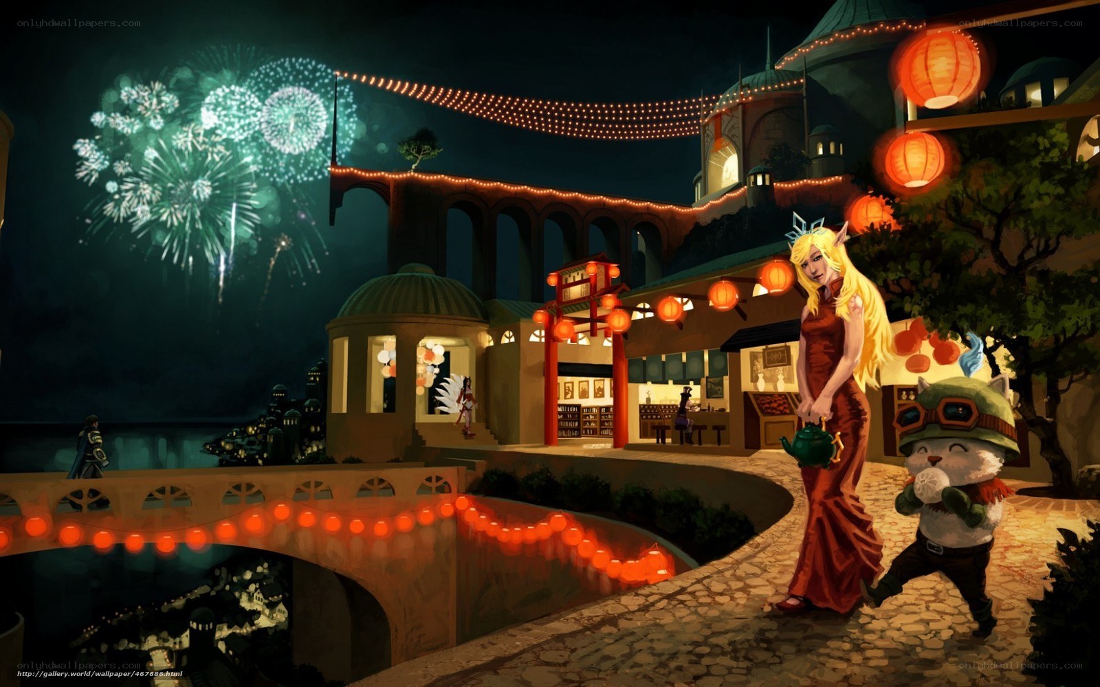 Festive night in a fantasy town