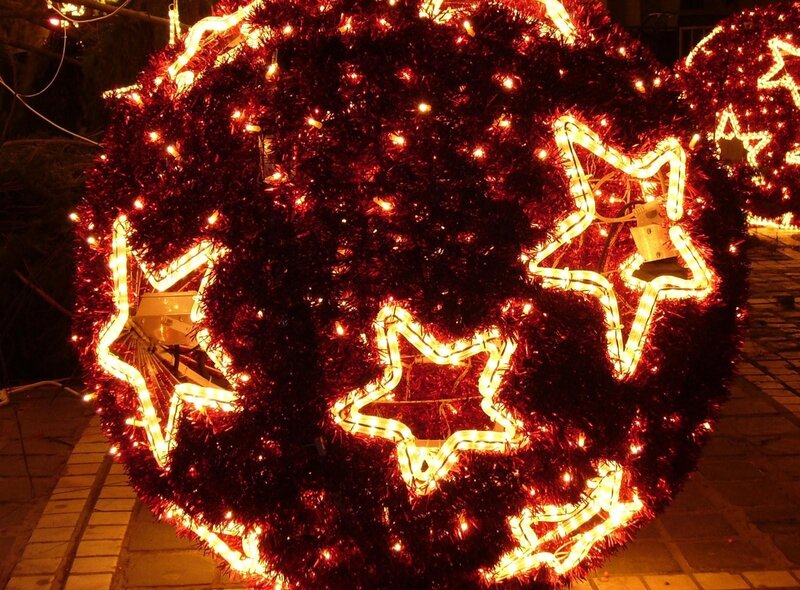 festive red light ball