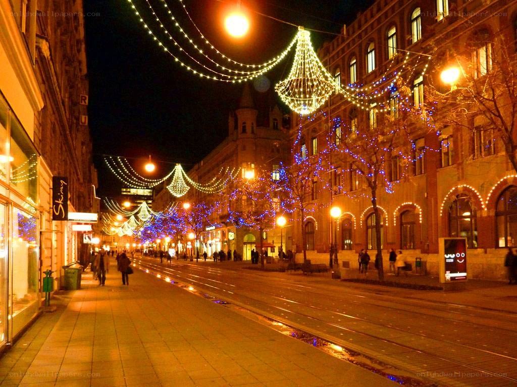 festive street at night