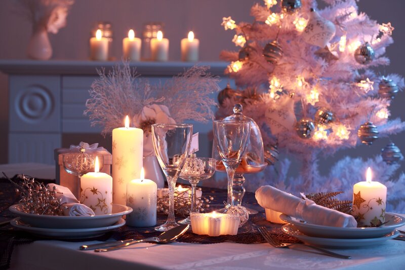 Festive Table Setting — White, Cozy
