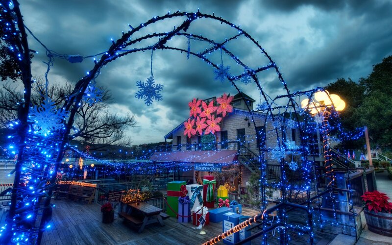 Festively Lit Building