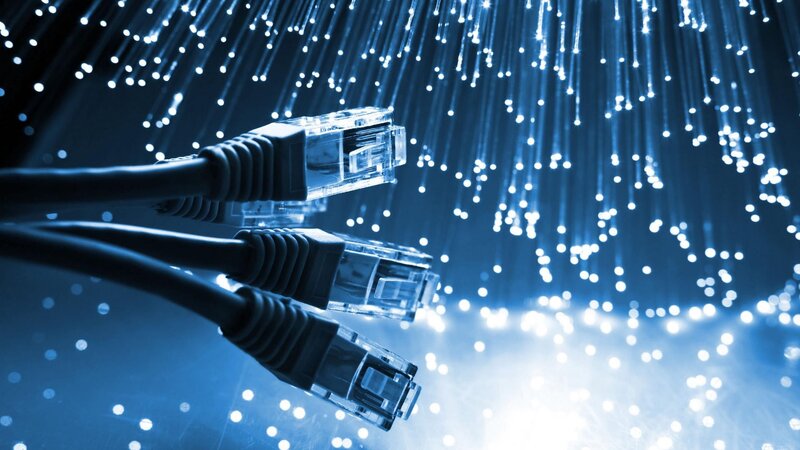 Fiber Optic Cables — Blue, Technological, Photograph, Connectors, Light, White
