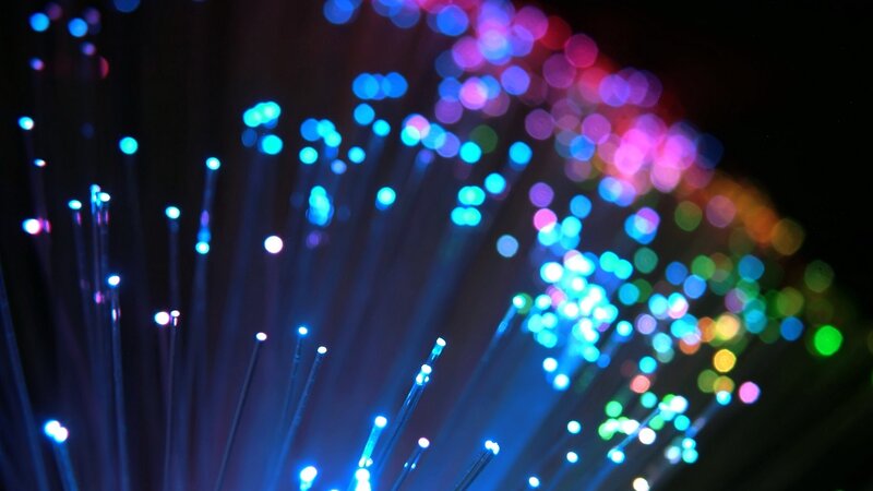 Fiber Optic Cables — Blue, Technological, Photograph, Light, Bokeh
