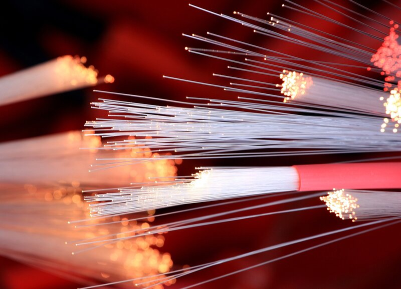 fiber optic cables glowing