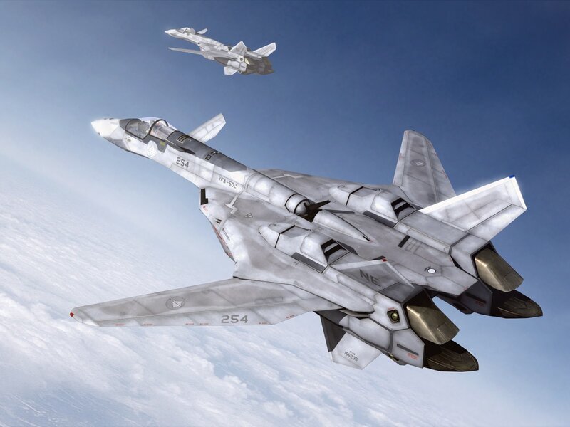 Fictional fighter jets in flight