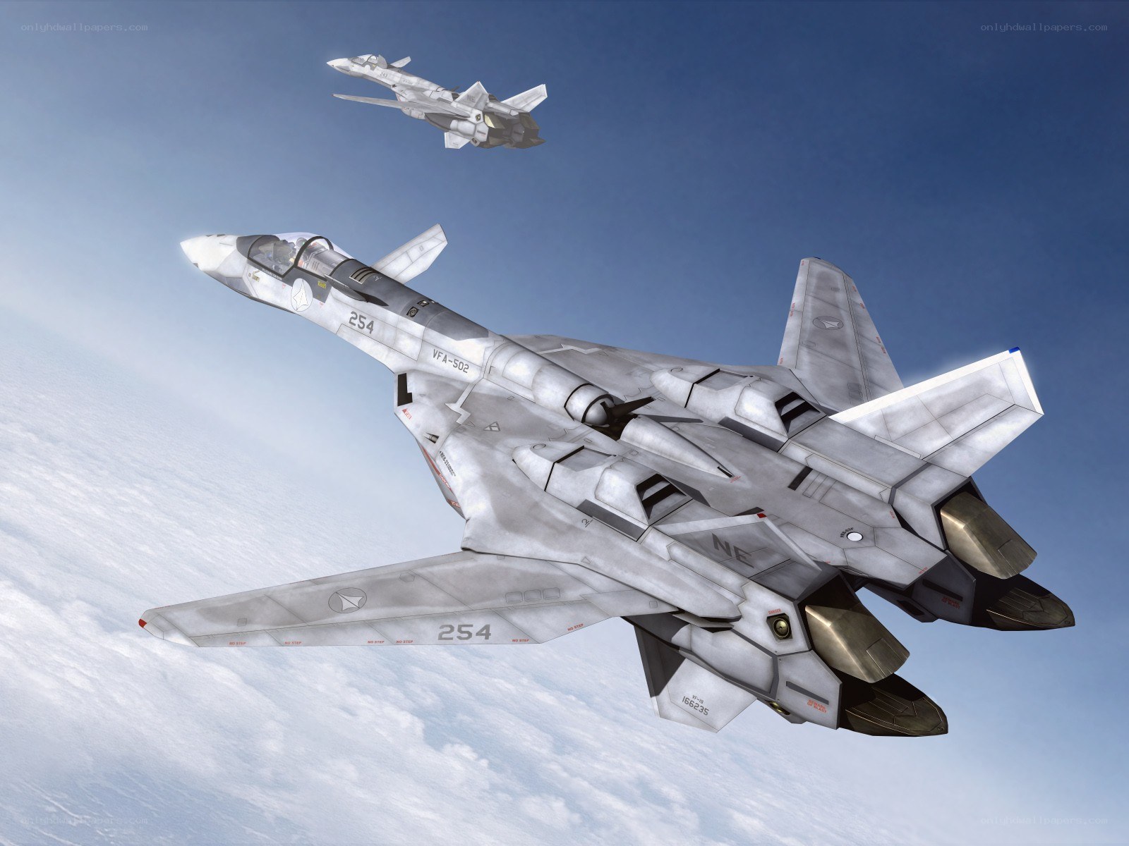 Fictional fighter jets in flight