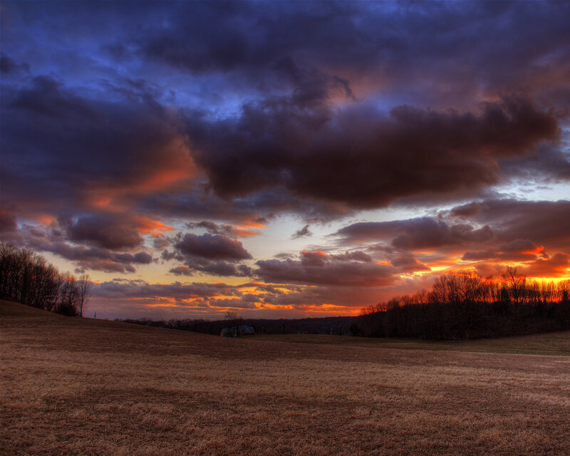Field at Sunset — Orange, Dramatic, Photograph