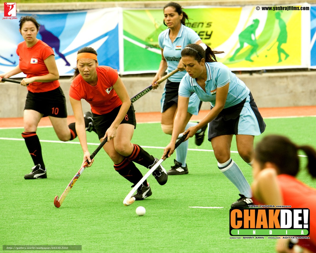 Field hockey match in action