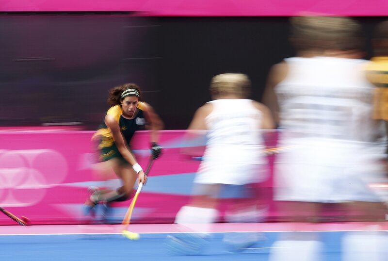 Field hockey player in action