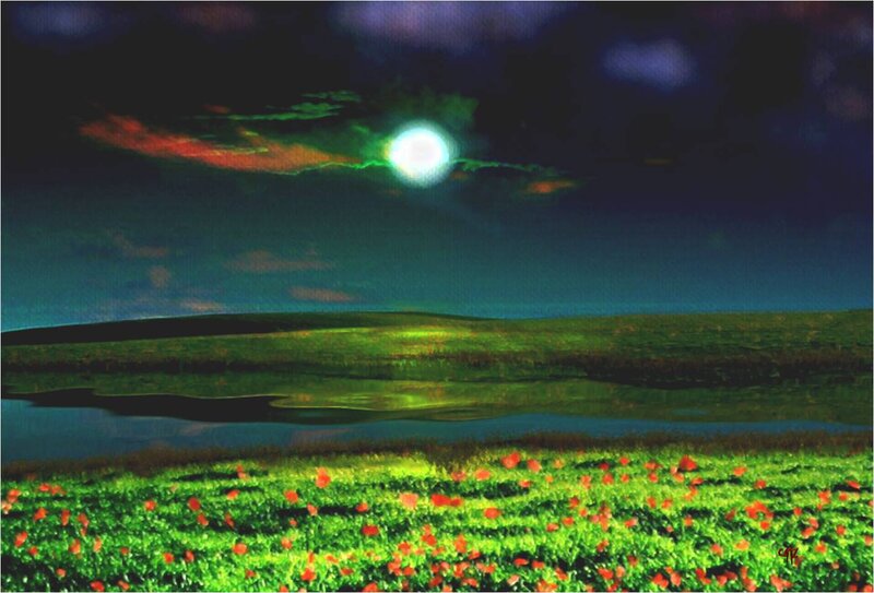Field of Red Flowers — Green, Dramatic