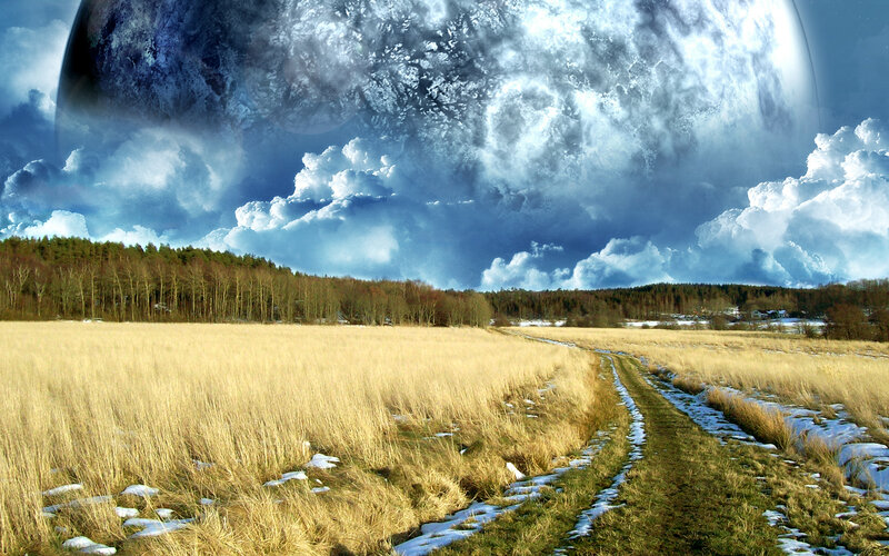 Field path under alien sky
