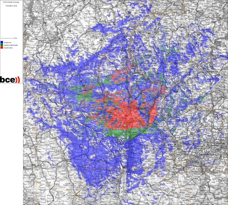 Field strength coverage map