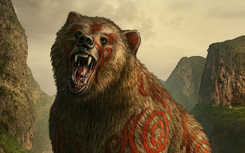 Fierce Bear with Red Markings