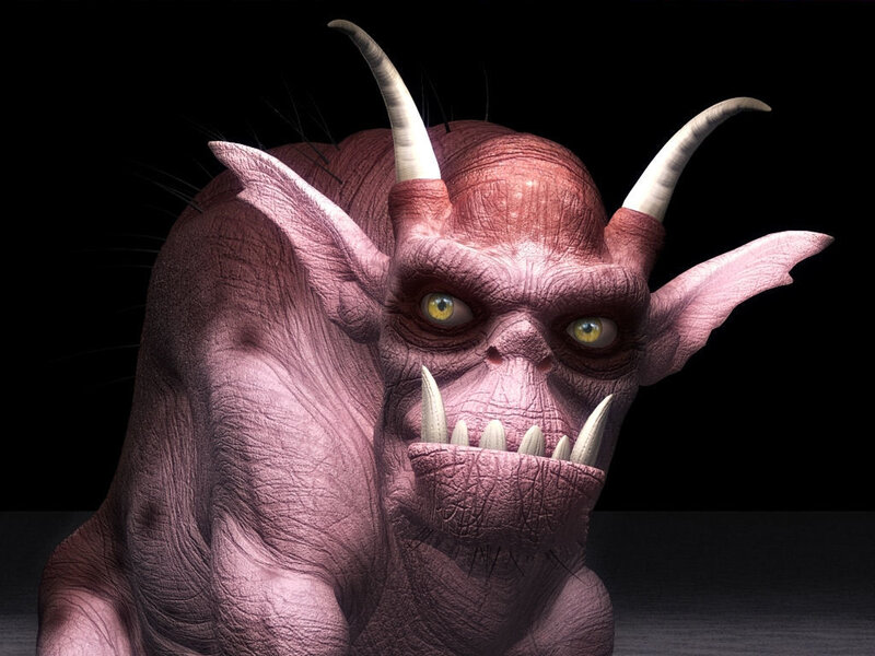 fierce pink demon creature