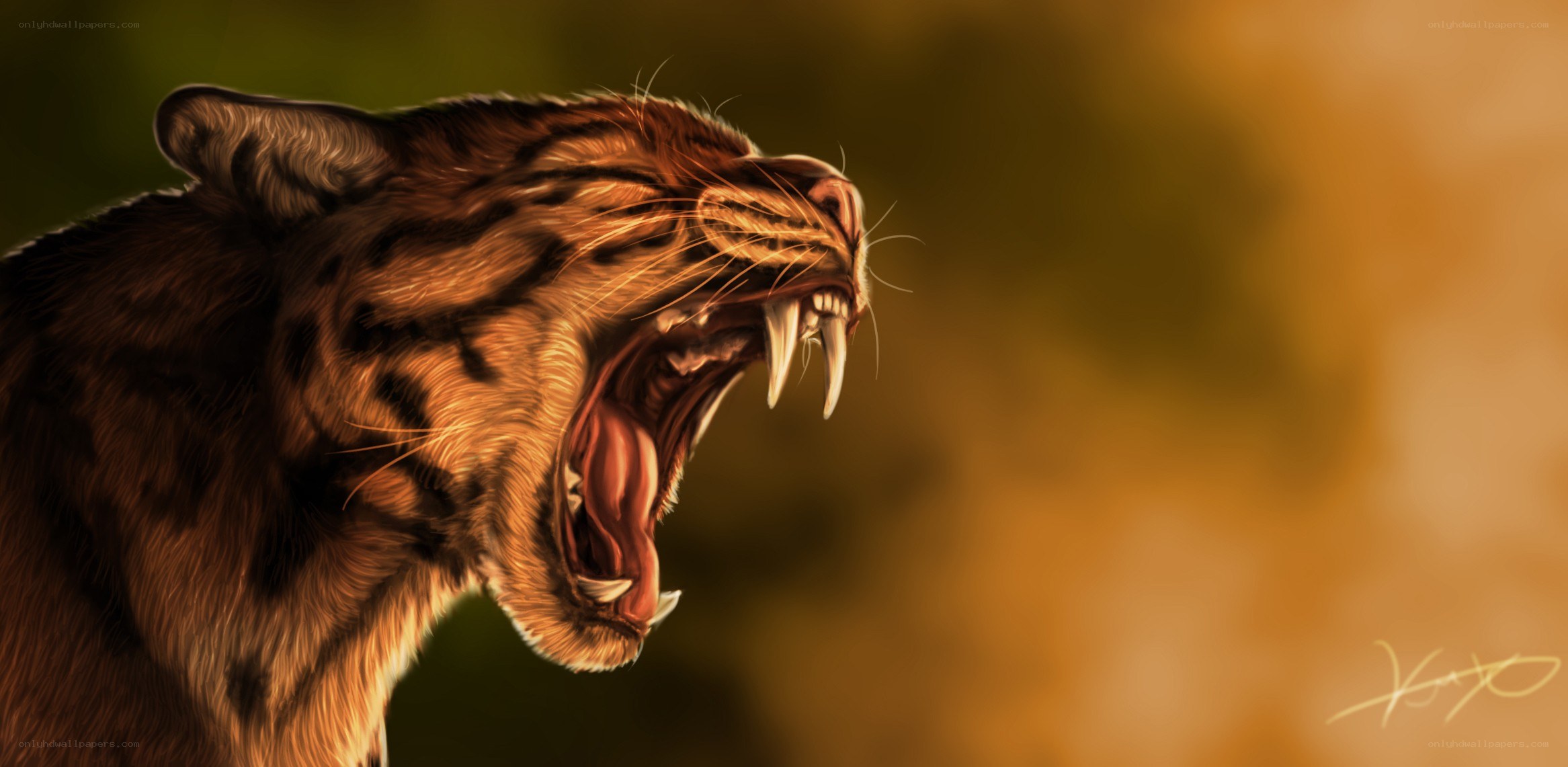 fierce saber-toothed cat roar