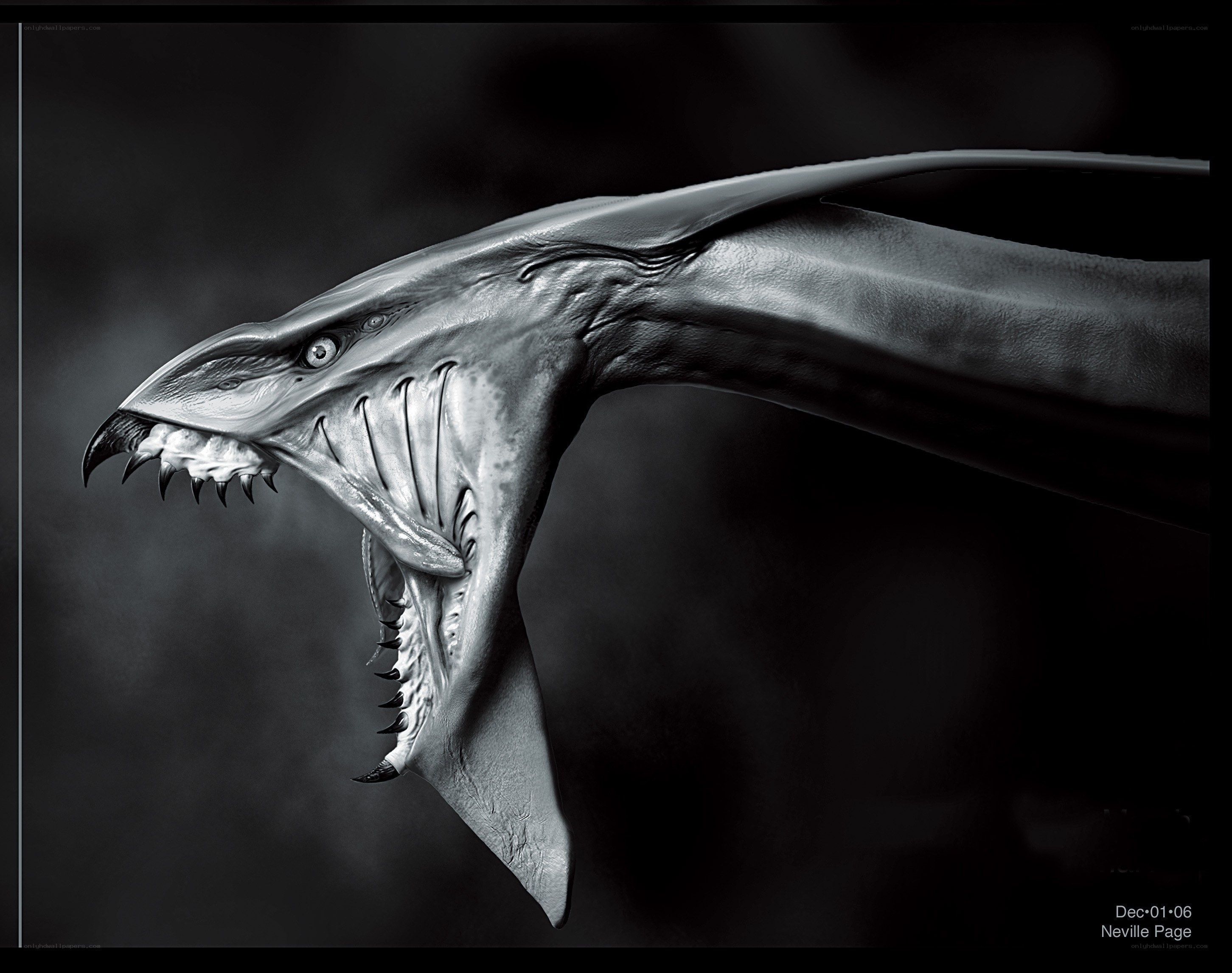 fierce shark creature concept