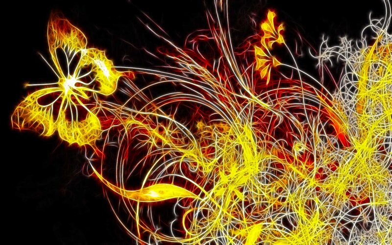 fiery abstract butterfly art