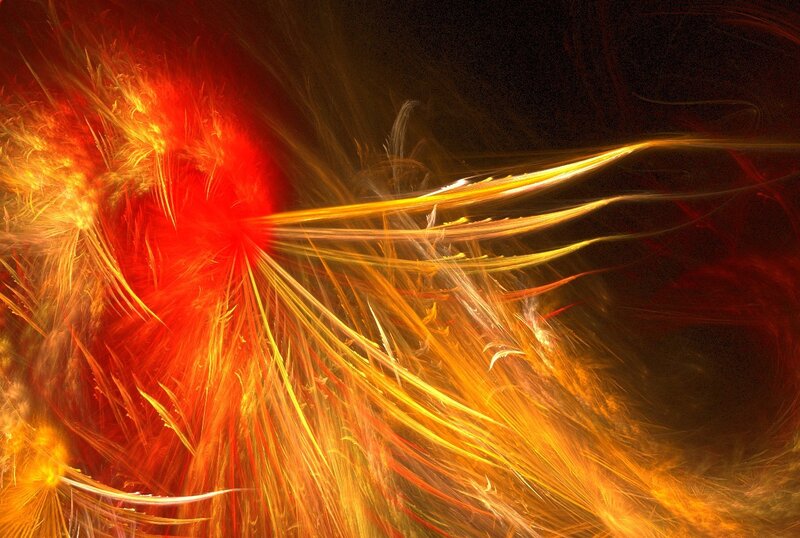 Fiery abstract fractal explosion