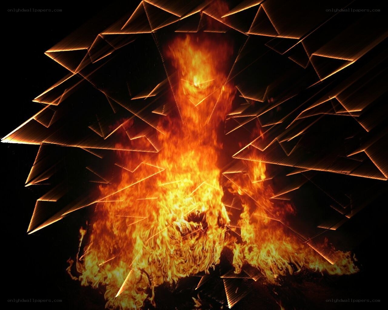 Fiery abstract geometric display