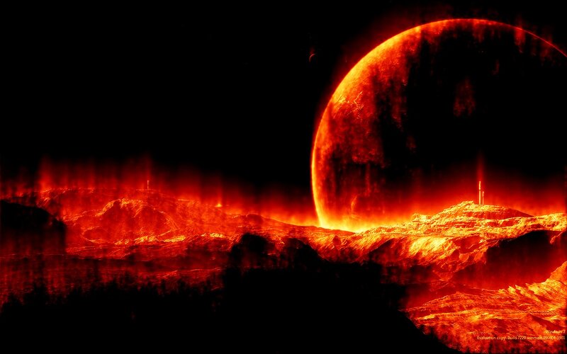 Fiery alien landscape