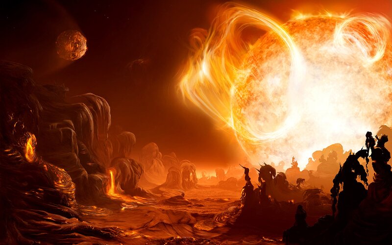Fiery alien landscape