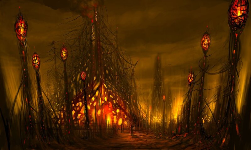 Fiery Alien Landscape — Orange