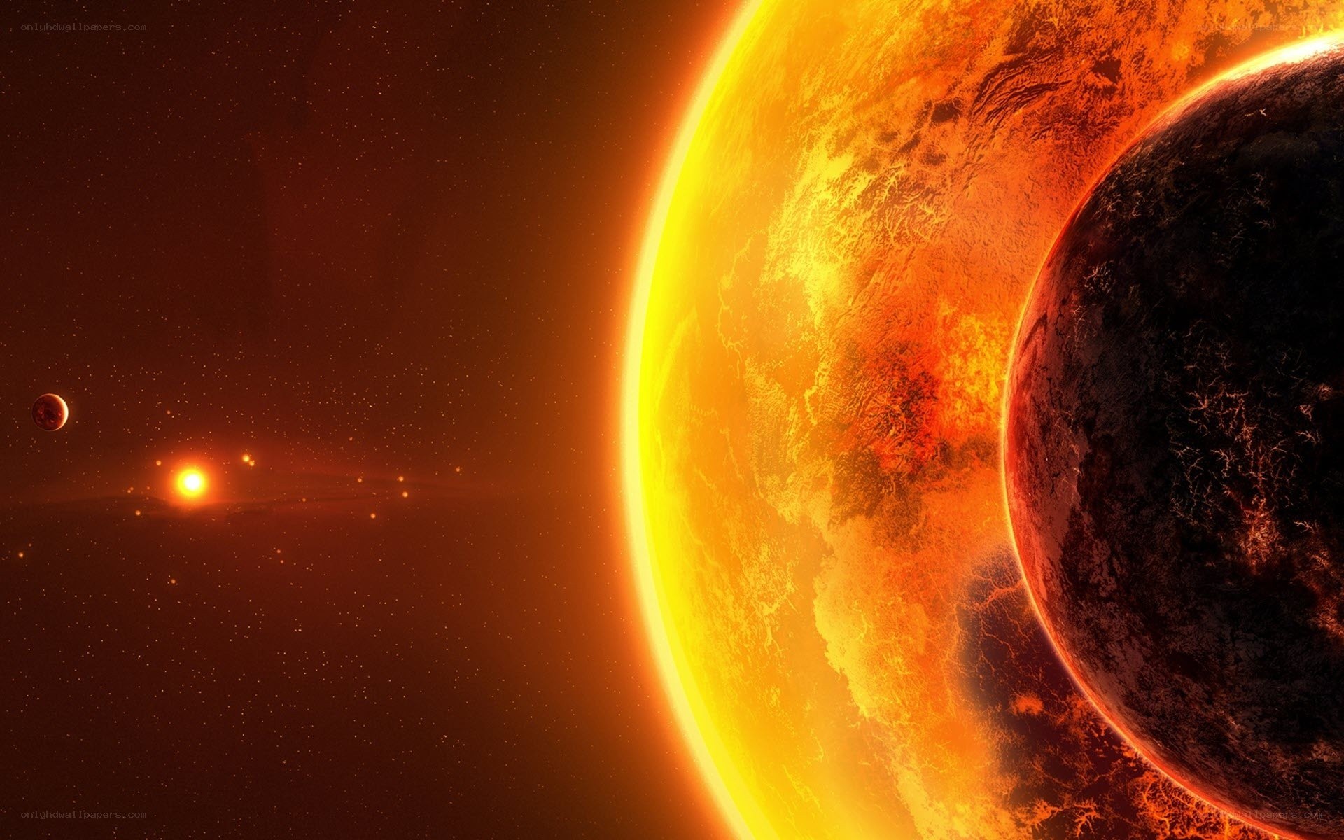 Fiery alien planets in space