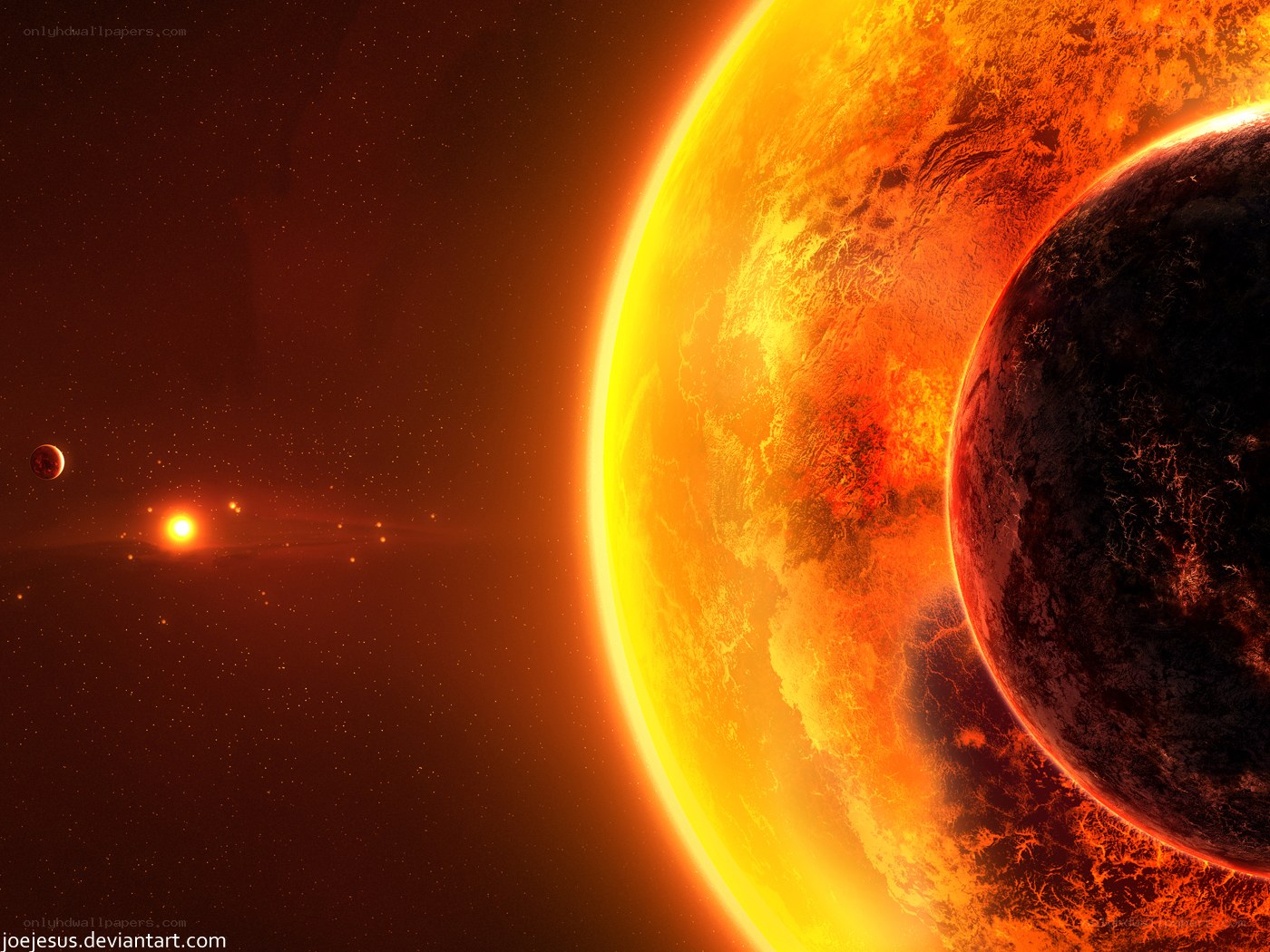 Fiery alien planets in space