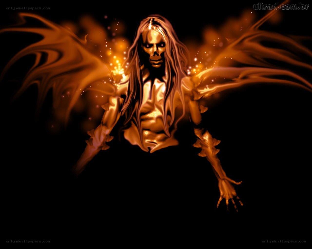 fiery angel with glowing wings