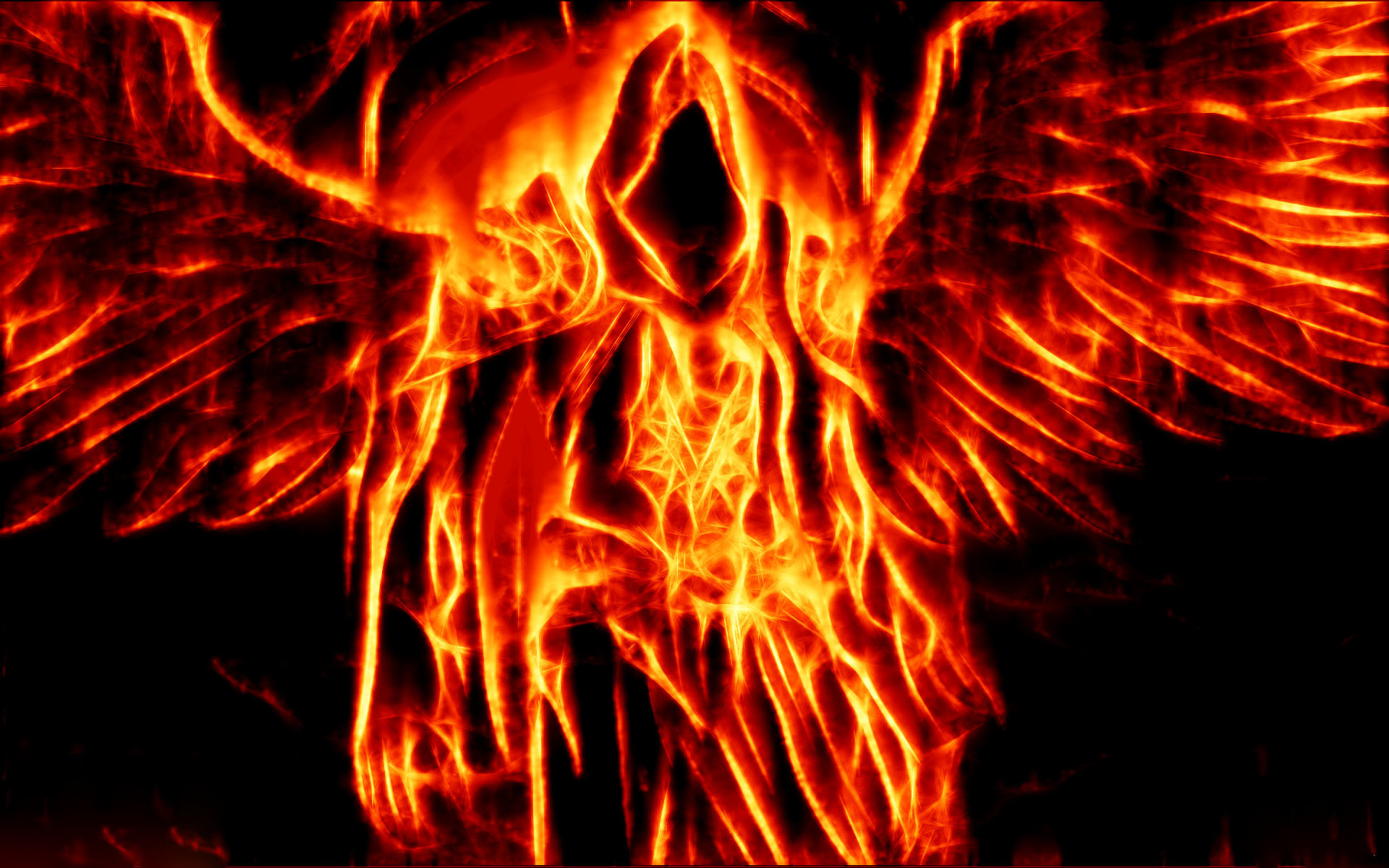fiery angel with wings