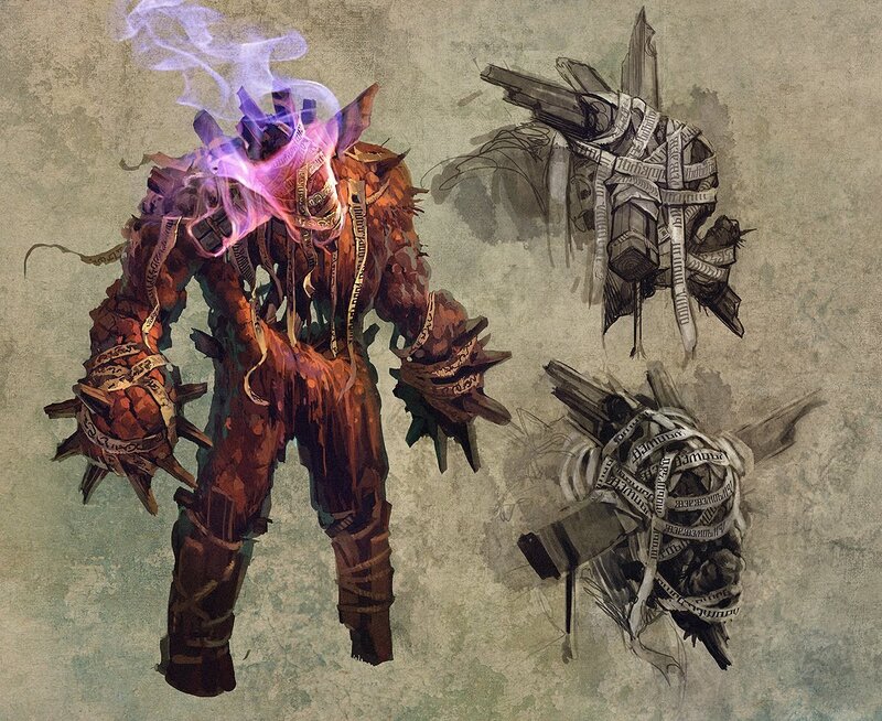 fiery armored creature concept art
