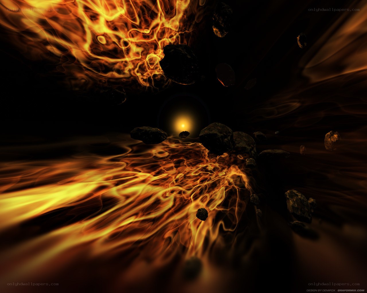 Fiery asteroid tunnel