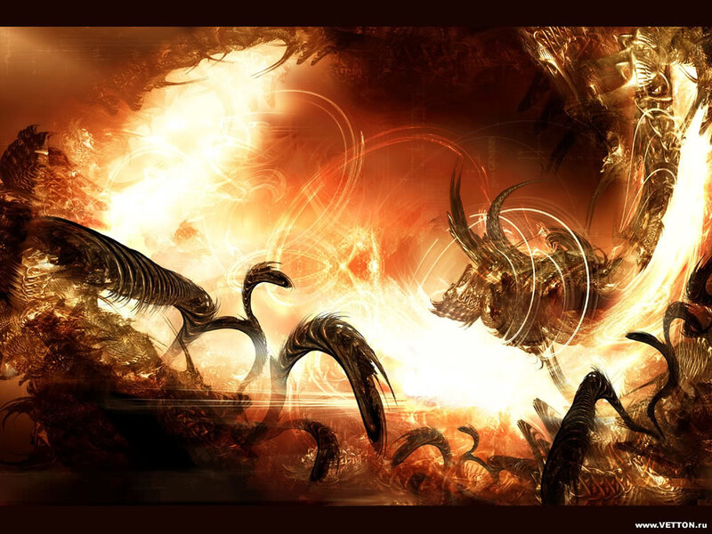 Fiery battle of mythical creatures