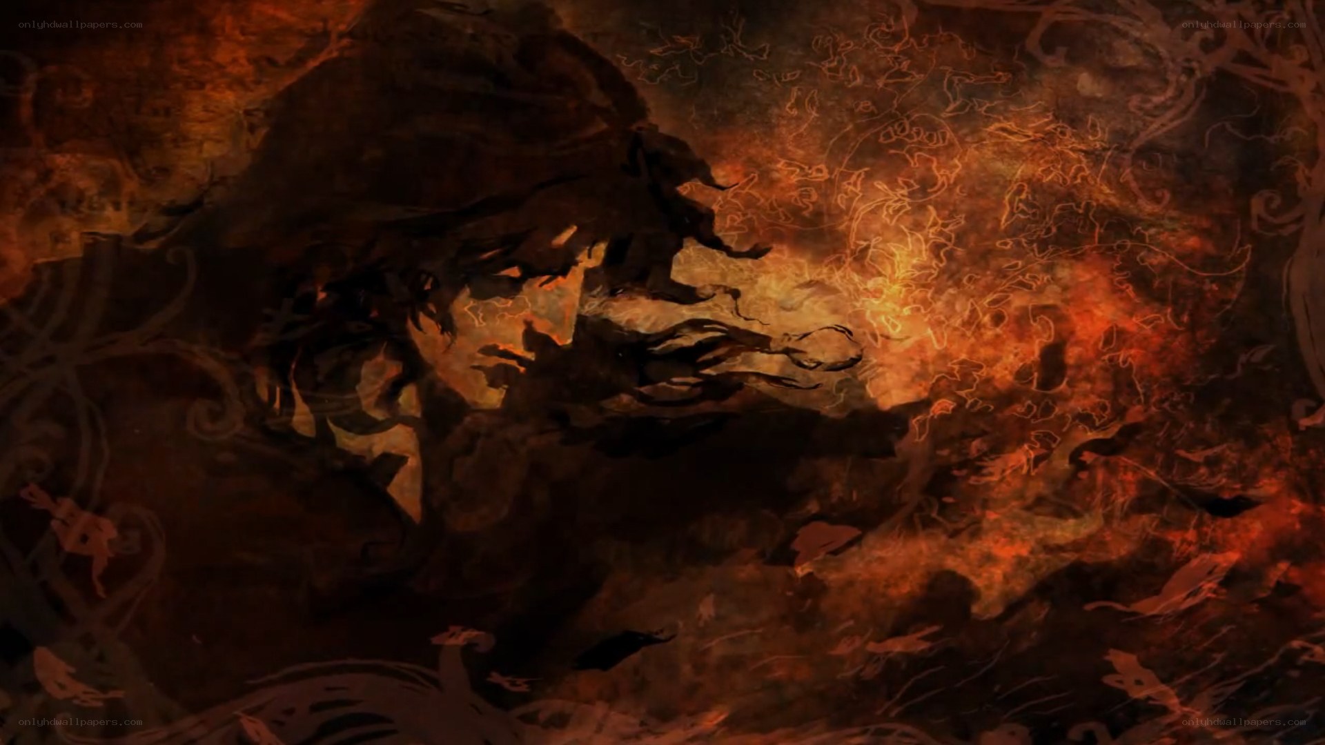 fiery battle scene