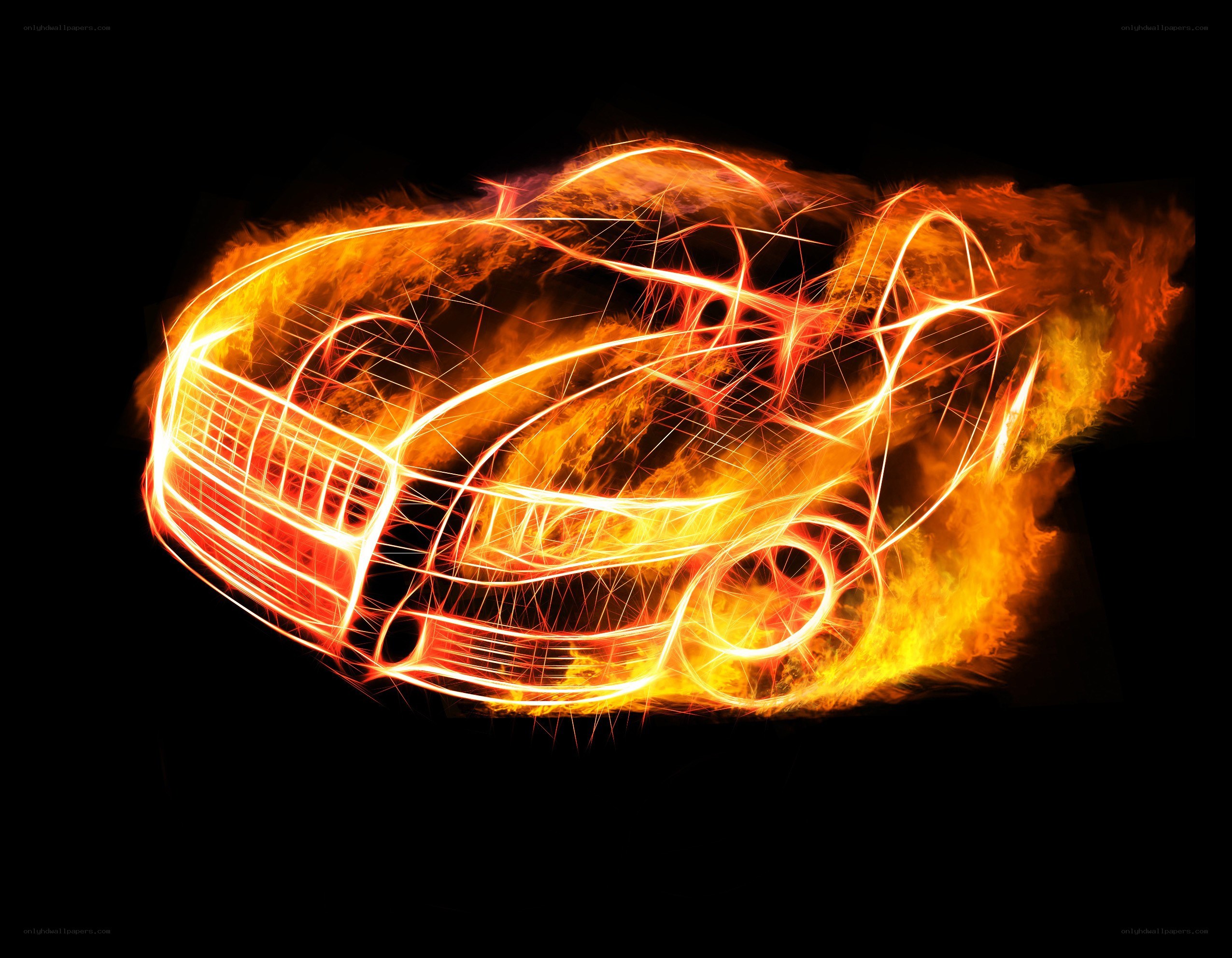 fiery car light trail