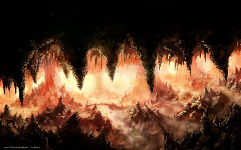 fiery cavern landscape