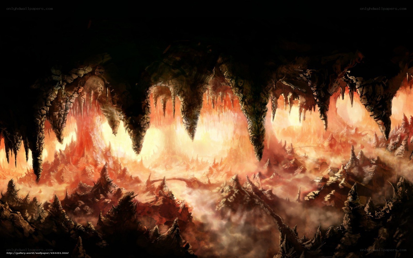 fiery cavern landscape